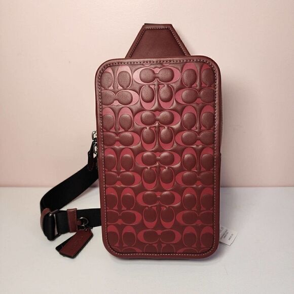 NWT COACH CJ583 Sullivan Pack in Signature Smooth Calf Leather Wine Multi - Picture 1 of 6